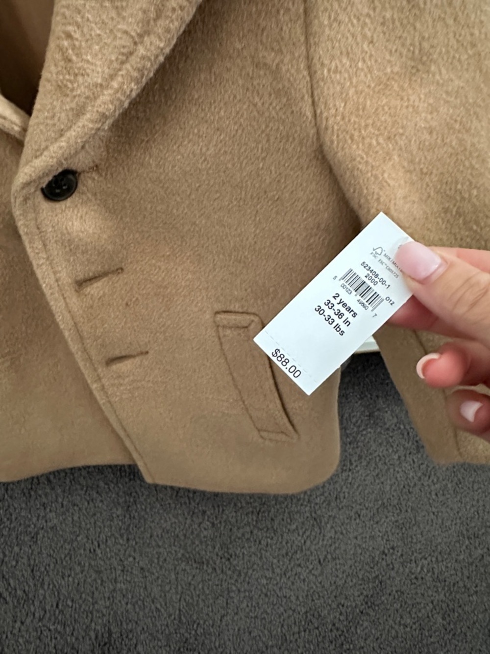 GAP Kids Camel Wool-Blend Pea Coat - Picture 2 of 2